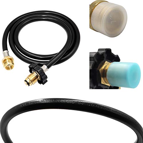 Propane Adapter Hose 5FT 1lb to 20lb POL Male Hose Compatible with Buddy Heater, Coleman Stove, Portable Grill,1lb Male Throwaway Cylinder Thread CGA600 Outlet to 5-100lb Tank CSA Certified 2Pack