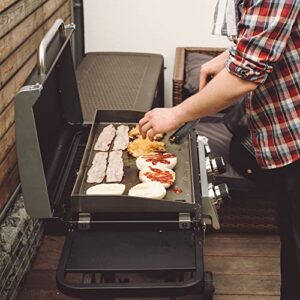 Razor Griddle GGC2030M 25 Inch Outdoor 2 Burner Portable LP Propane Gas Grill Griddle w/Top Cover Lid, Wheels, & Shelf for BBQ Cooking, Black (Steel)