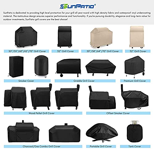 SunPatio Grill Cover 55 Inch, Outdoor Heavy Duty Waterproof Barbecue Gas Grill Cover, UV & Fade Resistant, All Weather Protection Compatible for Weber Charbroil Nexgrill Kenmore Grills and More, Black