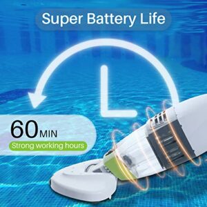 POOLPURE Cordless Rechargeable Pool Vacuum, Handheld Pool Cleaner with Telescoping Shaft, Scrub Brush Head for Above & In-Ground Pools, Inflatable Pools for Leaves, Dirt and Sand & Silt