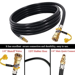 GCBSAEQ 20 Feet RV Propane Hose Quick Connect, Low Pressure Propane Extension Hose with 1/4" Safety Shutoff Valve