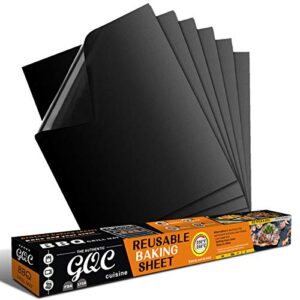 GQC BBQ Grill Mat, Non-Stick Grill Cooking Mat Teflon Reusable Barbecue Baking Mats, Heavy Duty,Easy to Clean - Works on Electric Grill Gas Charcoal BBQ (6X(33X40) cm)