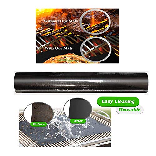 GQC BBQ Grill Mat, Non-Stick Grill Cooking Mat Teflon Reusable Barbecue Baking Mats, Heavy Duty,Easy to Clean - Works on Electric Grill Gas Charcoal BBQ (6X(33X40) cm)