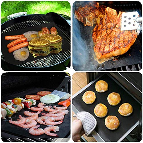 GQC BBQ Grill Mat, Non-Stick Grill Cooking Mat Teflon Reusable Barbecue Baking Mats, Heavy Duty,Easy to Clean - Works on Electric Grill Gas Charcoal BBQ (6X(33X40) cm)