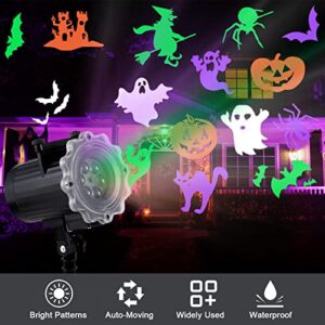 2 Pack Halloween Projector Lights Outdoor Led Projector Ghost Pumpkin Lights Projection Halloween Decoration 12 Dynamic Patterns Spotlight Landscape Decorative for Window Garden Halloween Party