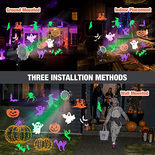 2 Pack Halloween Projector Lights Outdoor Led Projector Ghost Pumpkin Lights Projection Halloween Decoration 12 Dynamic Patterns Spotlight Landscape Decorative for Window Garden Halloween Party