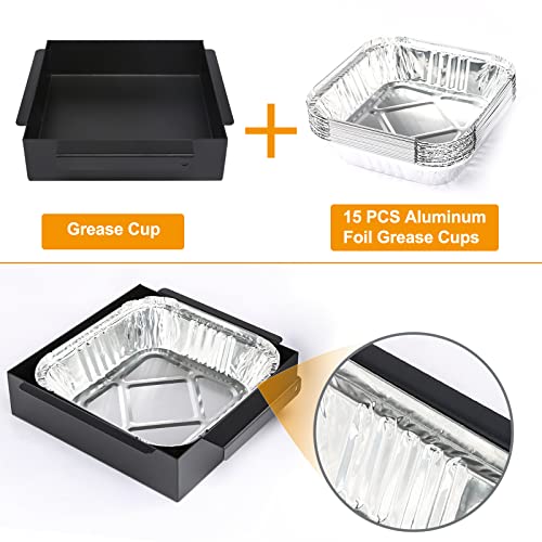 Hisencn Stainless Grill Burner Tube, Heat Plate Shield Tent, Hanger Brackets, Electronic Ignitor, Porcelain Steel Grease Collection Pan with 15 Pack Aluminum Foil Drip Pan for Chargriller 5050 5650