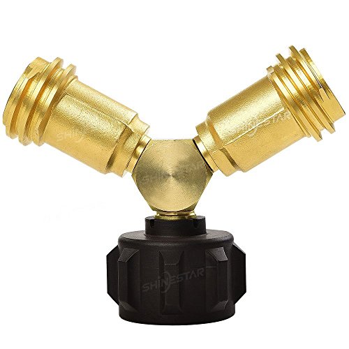 SHINESTAR Propane Tank Splitter with Valves, Propane Y Splitter Adapter for Gas Grills, Camping Stoves, Gas Burners, Heater and More, Solid Brass