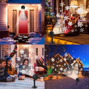 Christmas Projector Lights Outdoor Waterproof Snowflakes Xmas Show LED Indoor Projection Light White Snowfall Spotlight for Holiday Party House Garden Patio Landscape Outside Decorations