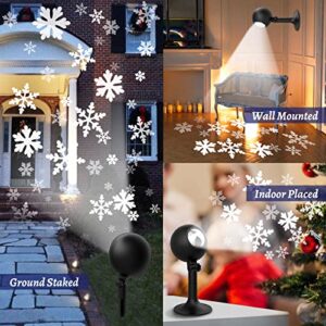 Christmas Projector Lights Outdoor Waterproof Snowflakes Xmas Show LED Indoor Projection Light White Snowfall Spotlight for Holiday Party House Garden Patio Landscape Outside Decorations