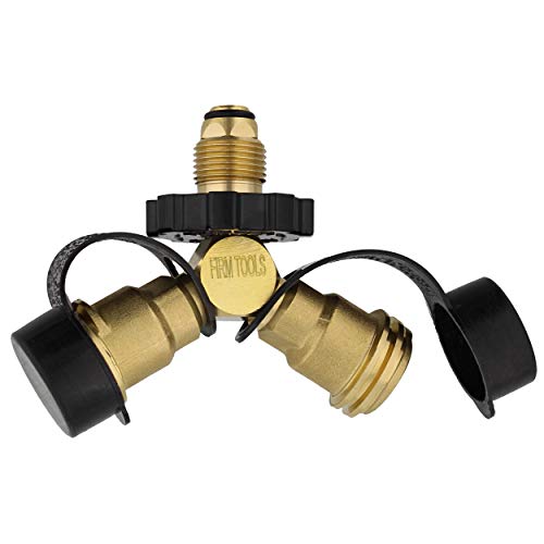 BISupply Propane Tank Adapter Converter - 2 Way Propane Y Splitter POL Propane Tank Fittings for POL and QCC1 Connection