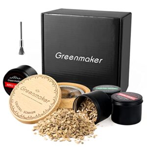 greenmaker cocktail smoker kit, old fashioned bourbon drink smoker with 4 flavors wood chips, gift for whiskey smoker lover,men dad husband