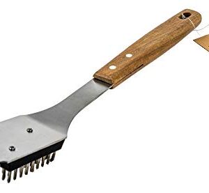 BBQ-Aid Grill Brush and Scraper for Barbecue – Grill Brush for Outdoor Grill with Extended, Large Wooden Handle and Replaceable Stainless Steel Bristles Head –No Scratch- BBQ Grill Brush for Any Grill