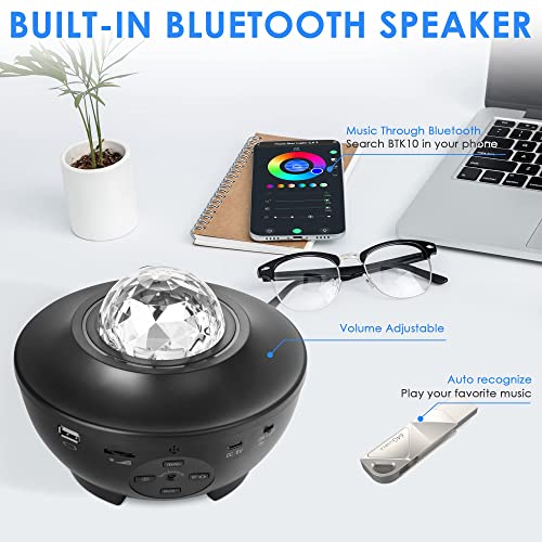 Galaxy Projector for Kids, LED Star Projector Star Lights with Remote Control, Night Light Compatible with Alexa&Google Bluetooth Speaker, Nebula Projector with Ocean Wave, Christmas Gift for Kids