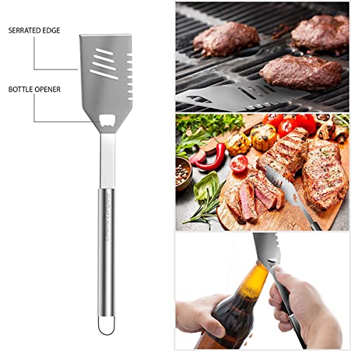 Home-Complete HC-1000 BBQ Accessories – 16PC Grill Set with Spatula, Tongs, Skewers, Case – Barbecue Tools for Father’s Day, Wedding, Anniversary, 16 pc, Silver