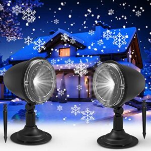 snowfall led light projector,syslux christmas snow light,snowfall projection light with snowstorm effect for christmas,holiday,halloween,party,garden,wedding,indoor outdoor decorations – 2 sets