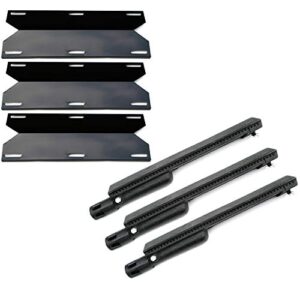 direct store parts kit dg223 replacement for jenn air gas grill repair kit gas grill burner and heat plate- 3 pack (cast iron burner + porcelain steel heat plates)