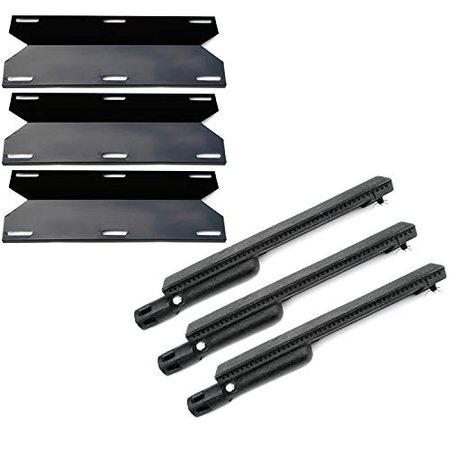 Direct Store Parts Kit DG223 Replacement for Jenn Air Gas Grill Repair Kit Gas Grill Burner and Heat Plate- 3 Pack (Cast Iron Burner + Porcelain Steel Heat Plates)