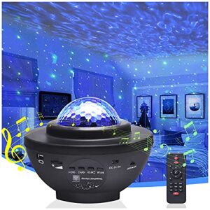 galaxy projector star light projected on ceiling with music speaker & remote control, led night light projector with nebula cloud/moving ocean wave, halloween decoration light for game rooms party