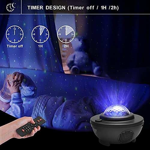 Galaxy Projector Star Light Projected on Ceiling with Music Speaker & Remote Control, LED Night Light Projector with Nebula Cloud/Moving Ocean Wave, Halloween Decoration Light for Game Rooms Party