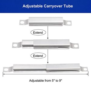 Aibabcue Grill Replacement Parts for Charbroil Advantage Series 4 Burner 463432215, 463344015, 463343015, 463433016, 463234815, Stainless Heat Plate Shield, Grill Burner, Adjustable Carryover Tube