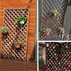 QBZS-YJ Wall-Mounted Rustic Wood Lattice Design Garden Trellis Fence Plant Screen Rectangular