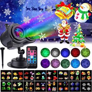 Christmas Projector Lights Outdoor Holiday Projector Light LED Christmas Projector Snowflake Projector Light with Remote Control Timer for Indoor Halloween Party Home Garden