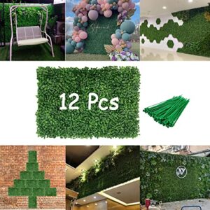 12pcs 24x16 inch Grass Wall Backdrop Greenery Garden Privacy Panels Screen for Outdoor Indoor Fence Backyard and Wall Decor, Realistic Artificial Boxwood Panels Topiary Hedge Plants (12pcs Set)
