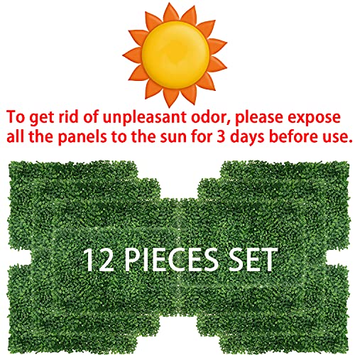 12pcs 24x16 inch Grass Wall Backdrop Greenery Garden Privacy Panels Screen for Outdoor Indoor Fence Backyard and Wall Decor, Realistic Artificial Boxwood Panels Topiary Hedge Plants (12pcs Set)