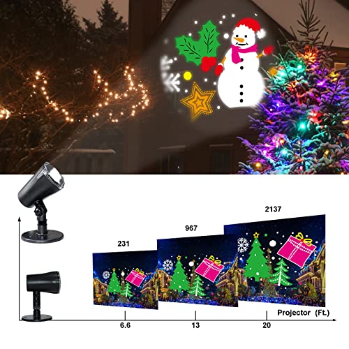 Christmas Projector Lights with Santa, Snowflakes Images, Plug and Play Holiday Projector Light, Area Coverage Holiday Projector for Christmas Theme Parties, Good for Close Proximity Wall or Indoor