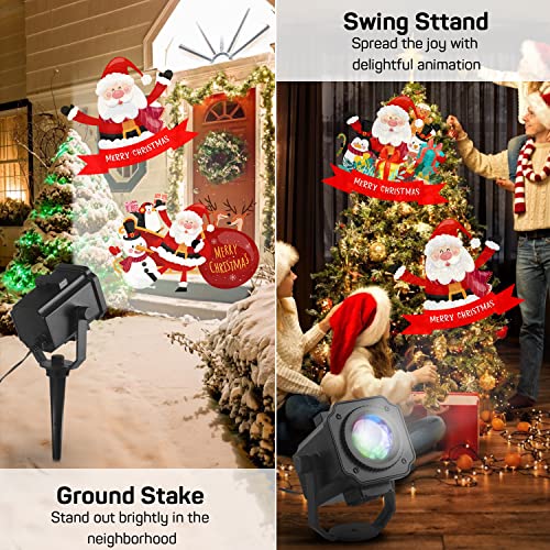 Dr. Prepare Holiday Projector Lights Outdoor, Christmas Lights Projector with 12 Patterns and Ground Stake, Waterproof Outdoor Christmas Decorations for Party, Home, Yard, Garden