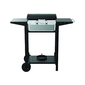 nexgrill outdoor cooking 2 burner propane griddle grill, 21.65″ x 15″ 323sq.in portable gas griddle grill, flat top for camping, patio, cart with wheel, side shelves with hooks, black and silver