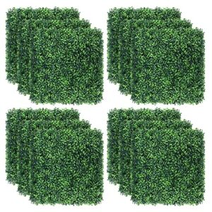 topnew 12pcs artificial boxwood topiary hedge plant uv protection indoor outdoor privacy fence home decor backyard garden decoration greenery walls 20″ x 20″