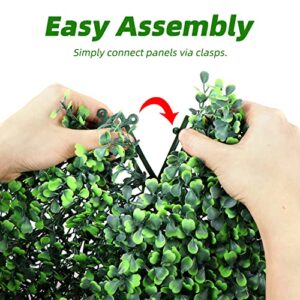 TOPNEW 12PCS Artificial Boxwood Topiary Hedge Plant UV Protection Indoor Outdoor Privacy Fence Home Decor Backyard Garden Decoration Greenery Walls 20" X 20"