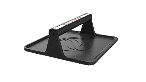 Blackstone XL Griddle Press, 5436, Cast Iron Smooth Grill Meat Press for Crispy Bacon, Evenly Cooked Steak & Healthier Hamburgers – Sandwich Sear Press, Black