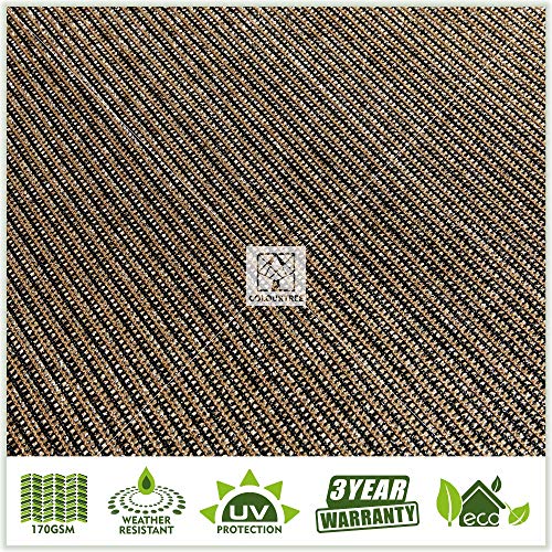 ColourTree 5' x 50' Brown Fence Privacy Screen Windscreen Cover Fabric Shade Tarp Netting Mesh Cloth - Commercial Grade 170 GSM - Cable Zip Ties Included - We Make Custom Size