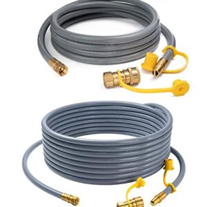 GASPRO 3/8-Inch Natural Gas Quick Connect Hose, Propane to Natural Gas Conversion Kit for Grill, Smoker, Fire Pit, Patio Heater and More, 12 Feet and 24 Feet, 2 Pack