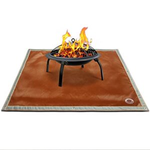 outdoormaster fire pit mat upgrade insulation cotton 5-layer design |36″ x 45″| grill mat/fireproof mat/bbq pad/ember mat 2-in-1 fireproof fabric protect wood, lawn fireproof pad for outdoor-brown,m