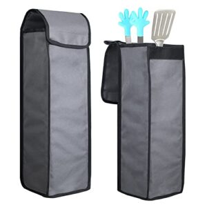 yujhon grill utensil accessory storage bag grey waterproof bbq tool storage bags grill tools foldable barbecue appliance bracket bag for camping hiking barbecue（2 pack）