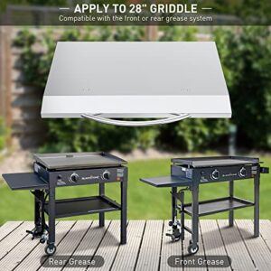 Stanbroil 28 Inch Stainless Steel Flat Top Grill Cover with Handle for Blackstone 28” Front or Rear Grease Griddle and Other Similar Grills