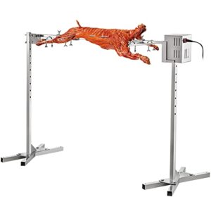 vbenlem 46‘’ electric bbq rotisserie grill kit, 125lb pig spit rotisserie grill, 45w rotisserie motor and height adjustable for pig rotisserie lamb outdoor party campfire barbecue