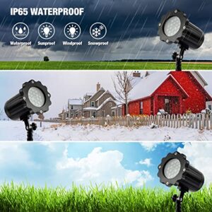 4 Pack Christmas Projector Light Outdoor Snowflake Projector Light LED Christmas Snow Projector Ip65 Waterproof Snowfall Spotlight Decorative with Remote Control Timer for Xmas Holiday Decor