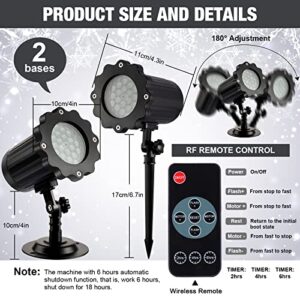 4 Pack Christmas Projector Light Outdoor Snowflake Projector Light LED Christmas Snow Projector Ip65 Waterproof Snowfall Spotlight Decorative with Remote Control Timer for Xmas Holiday Decor