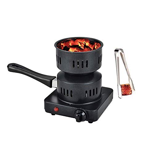 Multipurpose Charcoal Starter Coal Burner for BBQ, Hookah, Shisha - Electric Burner, Stainless Steel, Porcelain Coating, Fast Heating Technology Plus Free Charcoal Tongs