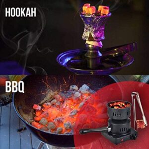 Multipurpose Charcoal Starter Coal Burner for BBQ, Hookah, Shisha - Electric Burner, Stainless Steel, Porcelain Coating, Fast Heating Technology Plus Free Charcoal Tongs