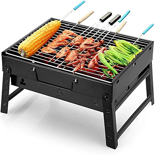 Folding Portable Barbecue Charcoal Grill, Barbecue Desk Tabletop Outdoor Stainless Steel Smoker BBQ for Outdoor Cooking Camping Picnics Beach (M1)