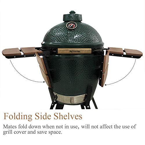 KAMaster 2 Slats Folding Side Shelves with 29 in Grill Full Cover，for Large Big Green Egg