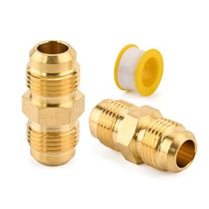silatu gas fittings connectors – 2pcs 3/8 inch male flare gas pipe fittings, brass tube coupler pipe flare fitting