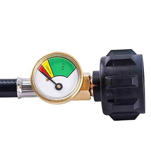 JEASOM 5FT Propane Adapter Hose with Propane Tank Level Gauge and Regulator Fit for Blackstone 17 Inch and 22 Inch Tabletop Griddle-CSA Certification