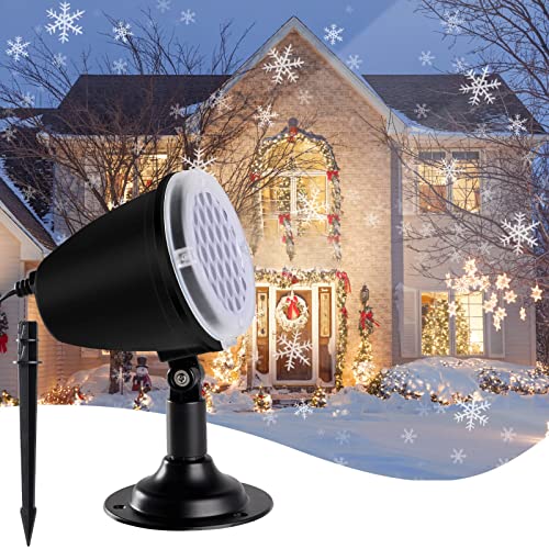 Christmas Projector Lights Outdoor, Snowflake Projector Lights for Christmas Decorations, IP65 Waterproof Christmas Light Projector for Outdoor and Indoor, House, Wall, New Year Gift(Black)